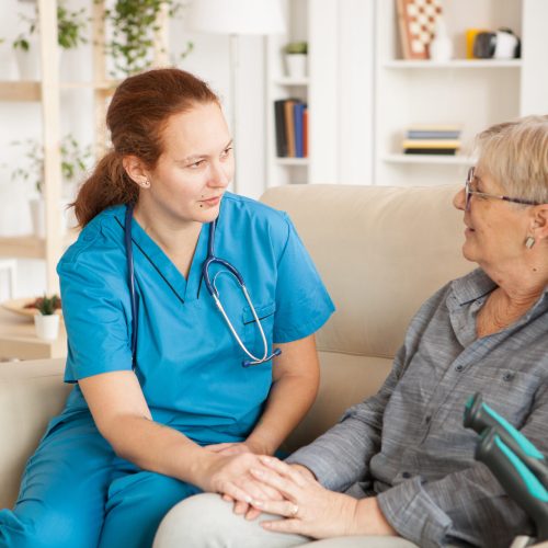 Female nurse having a conversation